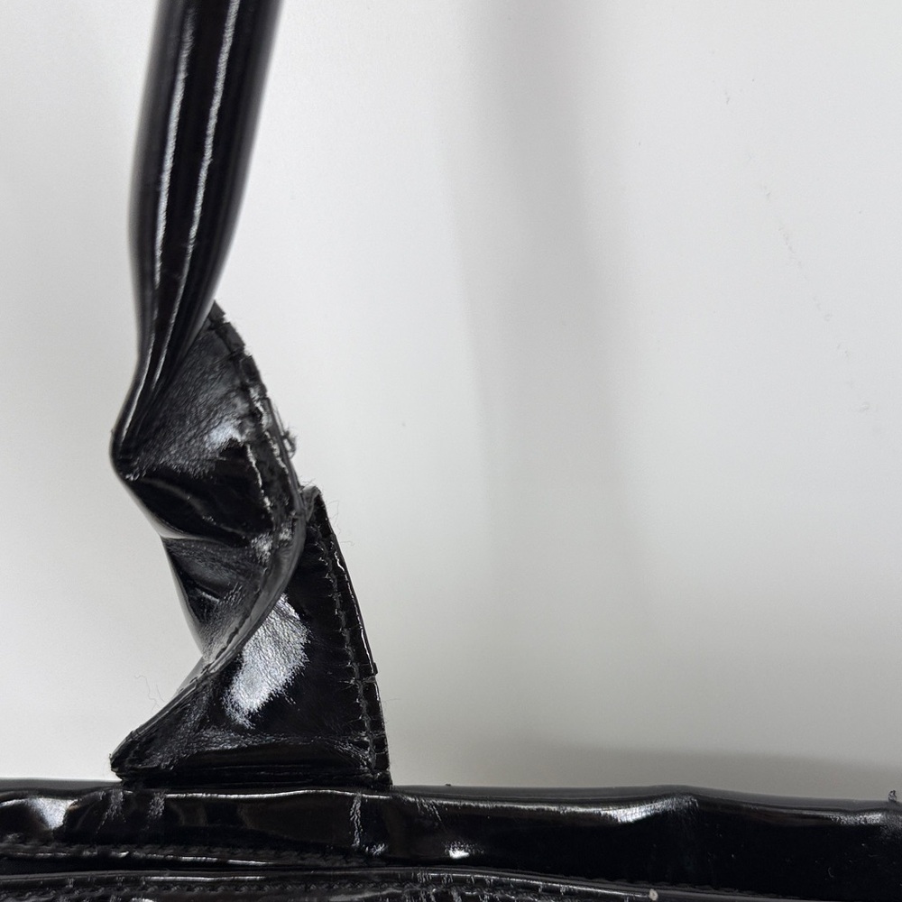 Versace Parfums Large Black Tote Bag with Patent Leather Trim - Picture 3 of 12